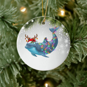 Dolphin Christmas Gift For Dolphin Lover Kid  Ceramic Ornament