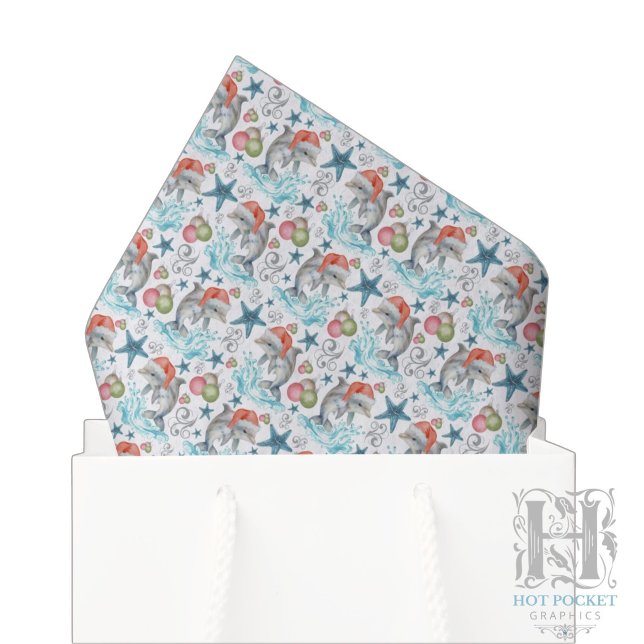Dolphin Christmas Tissue Paper in White (Creator Uploaded)