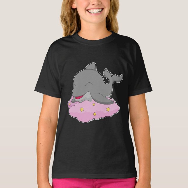Dolphin Clouds Stars T-Shirt (Front)