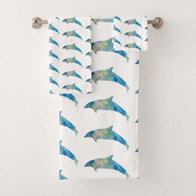 Dolphin Coastal Beach Animal Bath Towel Set (Insitu)