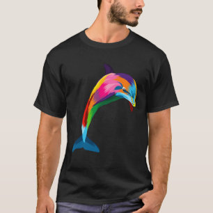 Dolphin Colorful Animals Watercolor Painting Dolph T-Shirt