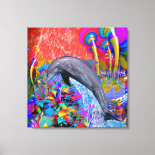 Dolphin Colour Splash Canvas Print