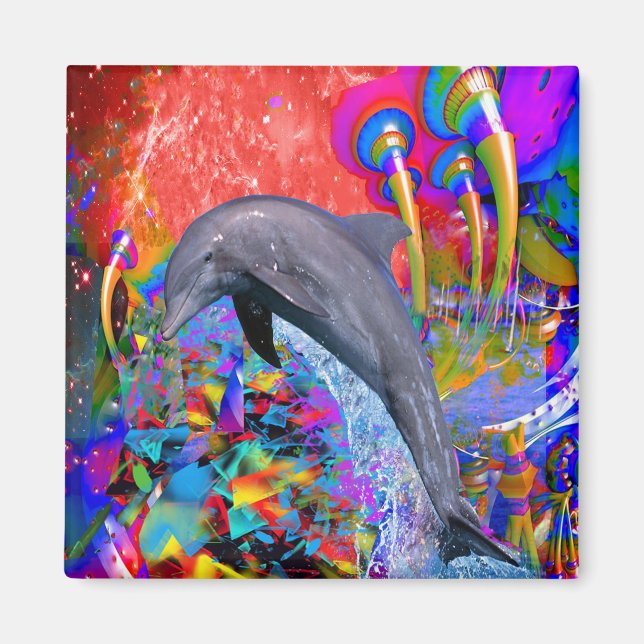 Dolphin Colour Splash Magnet (Front)