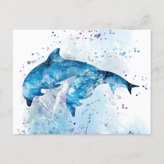 Dolphin Colourful Art Design | Dolphin Lover Announcement Postcard