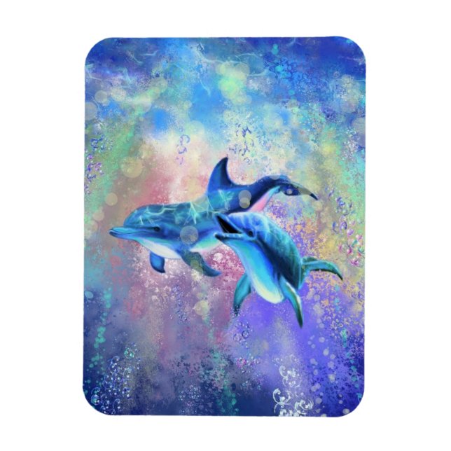 Dolphin Couple - Add Your Photo / Text Magnet (Vertical)