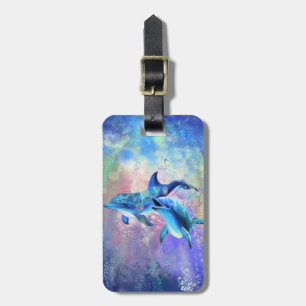 Dolphin Couple - Add Your Text / Name Luggage Tag