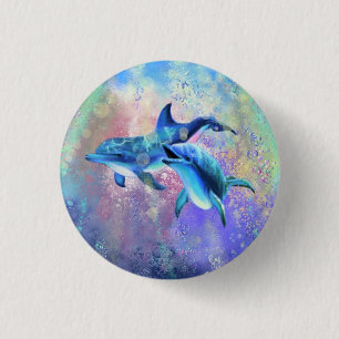 Dolphin Couple - Beautiful 1 Inch Round Button