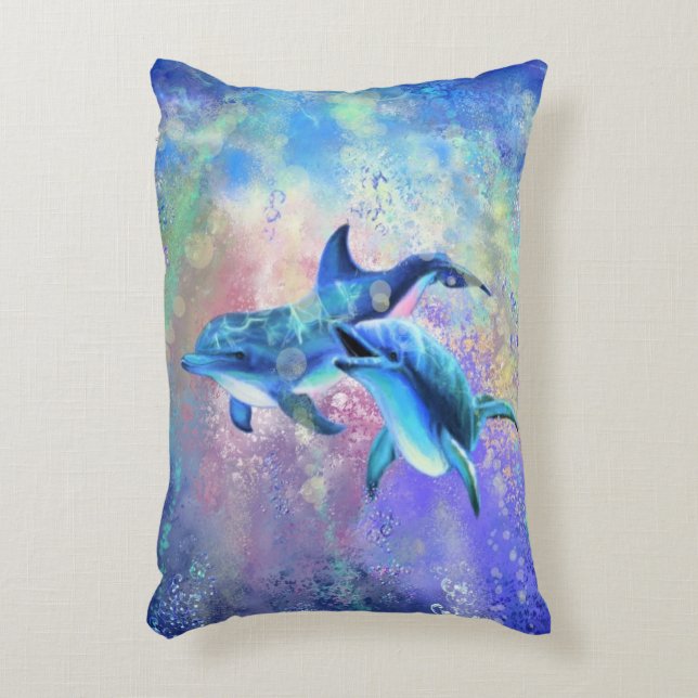 Dolphin Couple - Beautiful Accent Pillow (Front(Vertical))