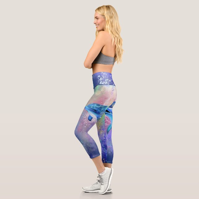 Dolphin Couple - Beautiful - Capri Leggings (Left)