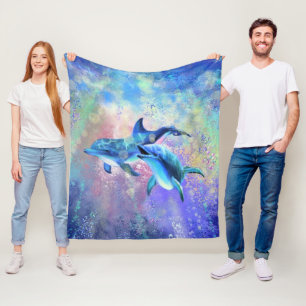 Dolphin Couple - Beautiful - Fleece Blanket