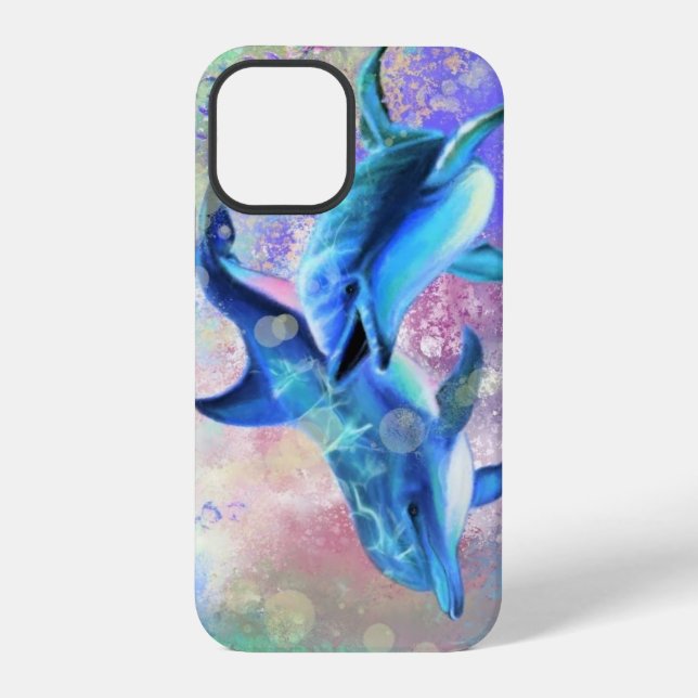 Dolphin Couple Blue iPhone Case (Back)
