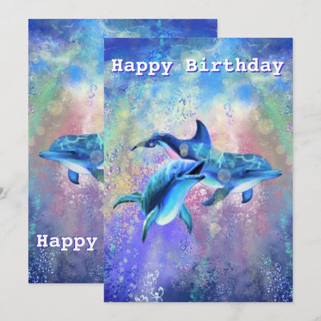 Dolphin Couple Bonne Carte Anniversaire (Devant / Derrière)