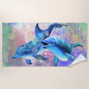 Dolphin Couple - Happy - Beautiful - Beach Towel