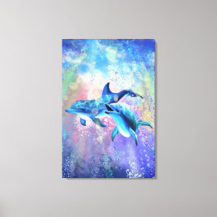 Dolphin Couple - Happy - Canvas Print