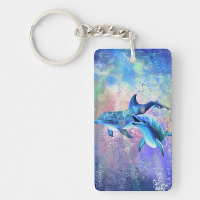 Dolphin Couple Keychain Happy Family (Front)
