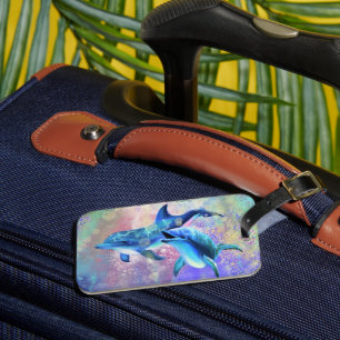 Dolphin Couple Luggage Tag Happy Family