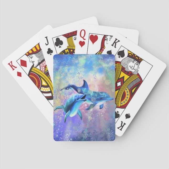 Dolphin Couple Playing Cards Happy Family (Back)