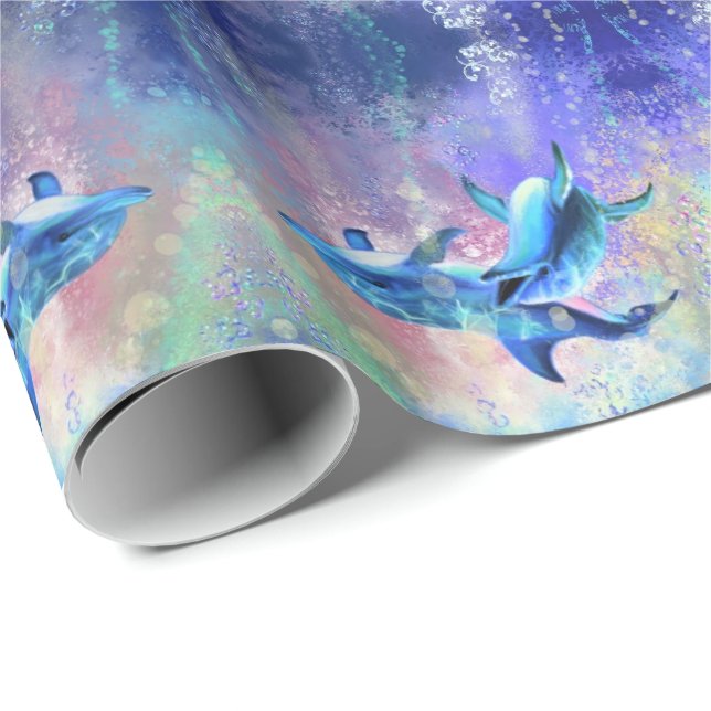 Dolphin Couple Wrapping Paper Family (Roll Corner)