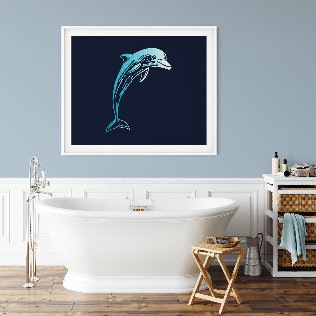 Dolphin Creature Print | Dolphin Wall Print (Dolphin Coastal Wall Art Poster Print | Sea Creatures)