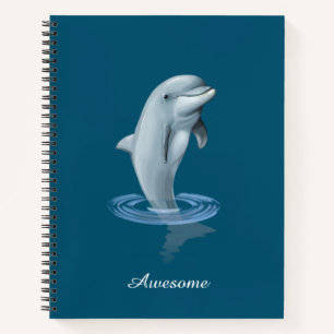 Dolphin, Custom Anchor and Script on Ocean Blue Notebook