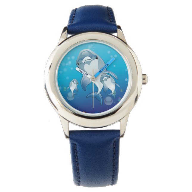 DOLPHIN. CUTE DOLPHINS ILLUSTRATION WATCH (Front)