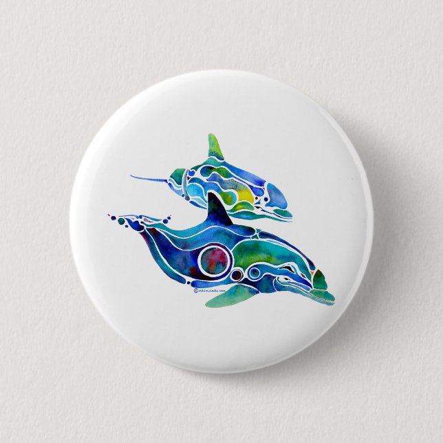 Dolphin Dance 2 Inch Round Button (Front)