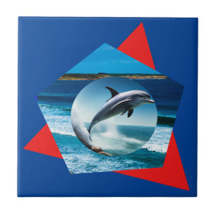 Dolphin Dancing On The Waves, Ceramic Tile