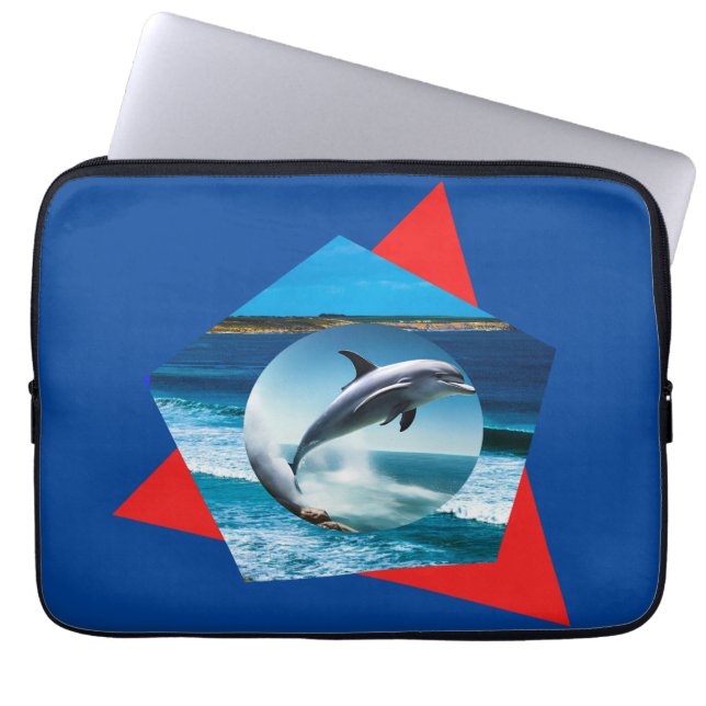 Dolphin Dancing On The Waves, Laptop Sleeve (Front)