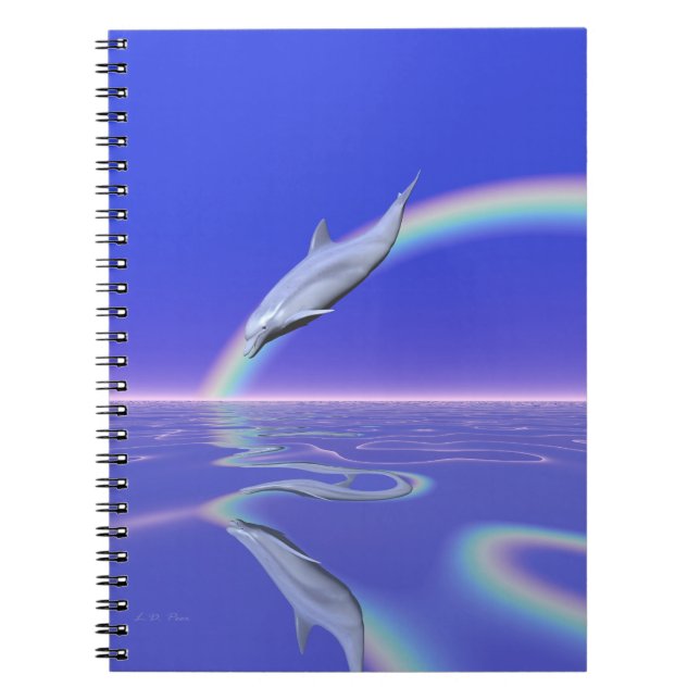 Dolphin Diving with Rainbow Notebook (Front)