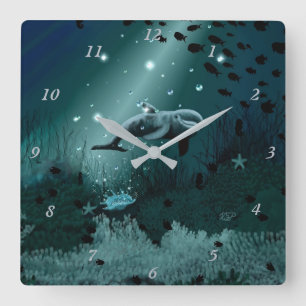 Dolphin Dream Square Wall Clock