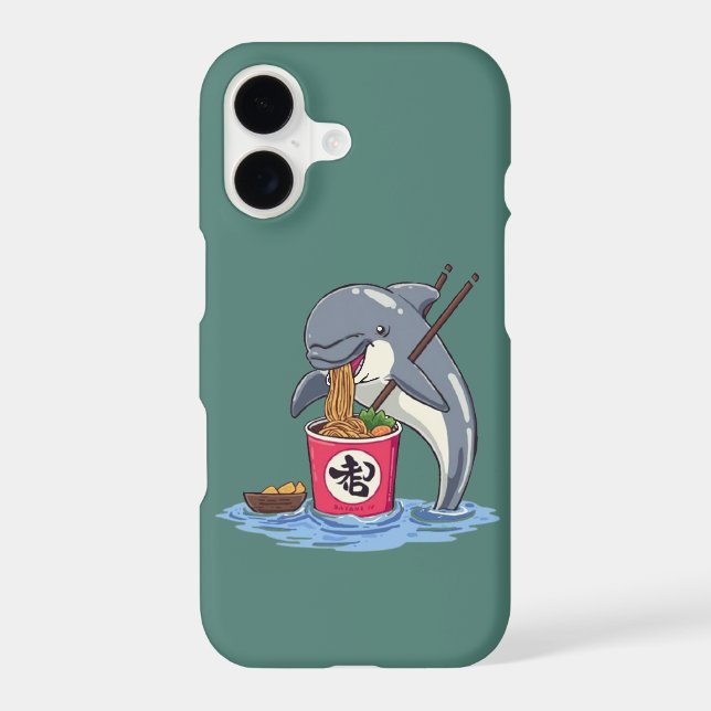 Dolphin Eating Ramen Illustration (Back)