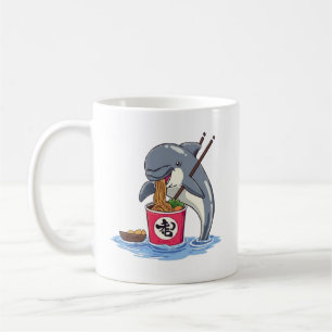 Dolphin Eating Ramen Illustration Coffee Mug