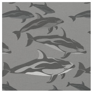 Dolphin Fabric Dolphin Art Natural Linen Fabric