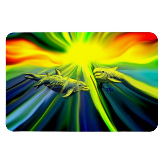 Dolphin Family in the Sunshine Magnet (Horizontal)