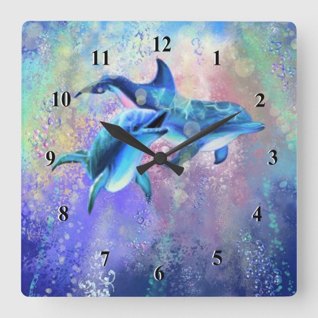 Dolphin Family Wall Clock Couple (Front)