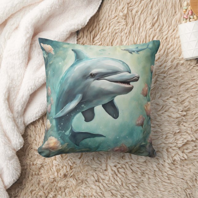 Dolphin Fantasy 8 Throw Pillow (Blanket)