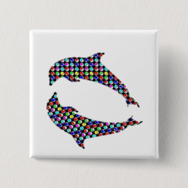 DOLPHIN fish animal game NVN97 NavINjoshi FUN 2 Inch Square Button (Front)