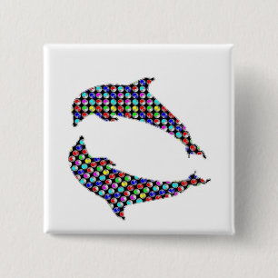 DOLPHIN fish animal game NVN97 NavINjoshi FUN 2 Inch Square Button