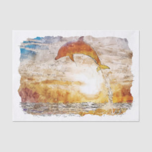 Dolphin Florida USA Watercolor Sketch Painting Tissue Paper