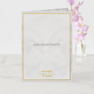 Dolphin Foil Just Married Wedding Photo Collage Foil Greeting Card