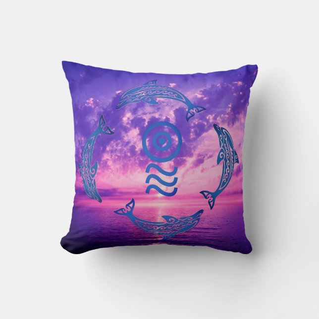 Dolphin Frequency Throw Pillow (Front)