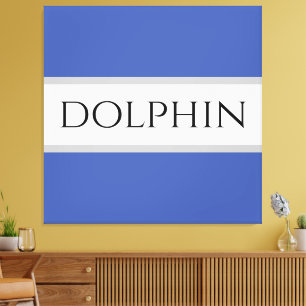 DOLPHIN Fun Deep Summer Blue White Grey Stripes Canvas Print