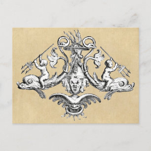 Dolphin & Gargoyle Nautical Symbol Postcard