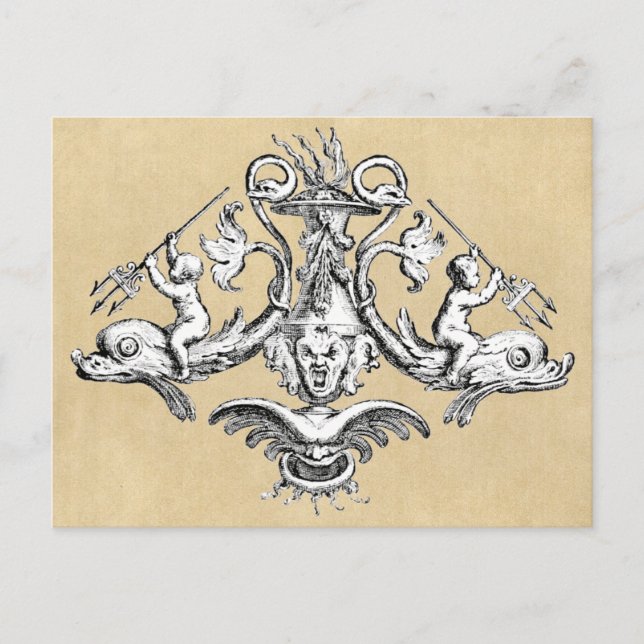 Dolphin & Gargoyle Nautical Symbol Postcard (Front)