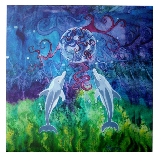 Dolphin Gaze Ceramic Tile (Front)