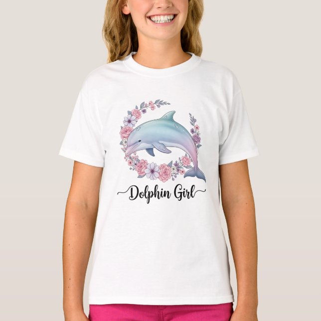 Dolphin Girl Ocean Lover Graphic T-Shirt (Front)