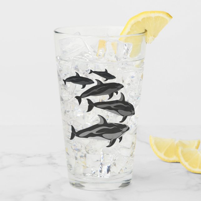 Dolphin Glass White Sided Dolphin Art Glasses (Back Ice)