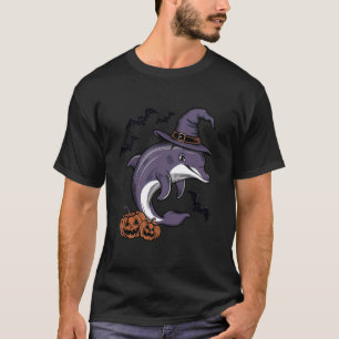 Dolphin Halloween Costume Scary Pumpkin Bat Witch T-Shirt