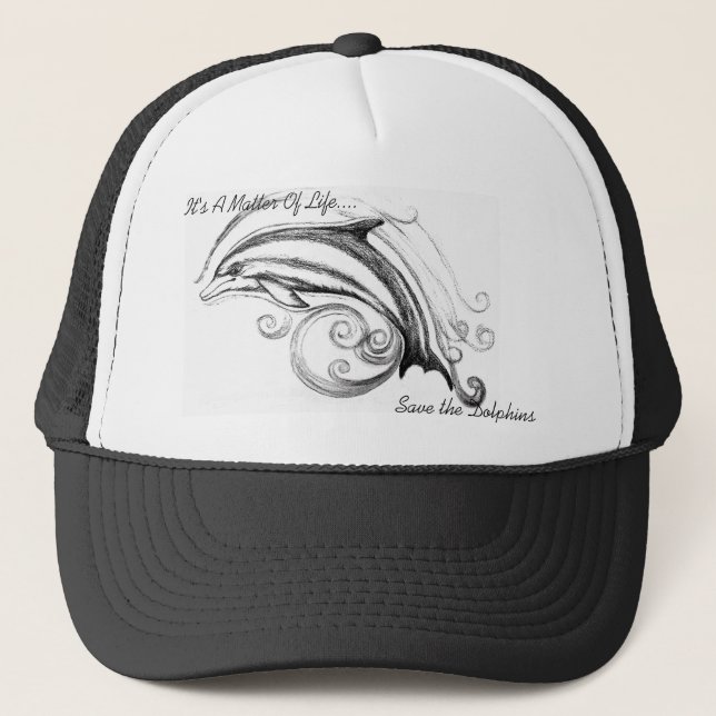 Dolphin Hat in Black & White (Front)