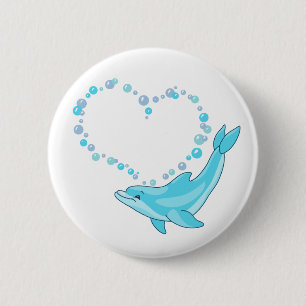 Dolphin Heart 2 Inch Round Button